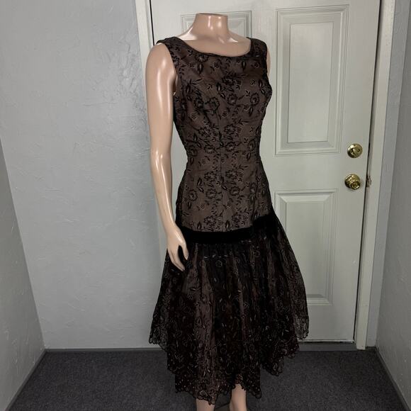 Vintage 50's 60s Nicholas Ungar Dress Acetate Floral Party Formal Evening YY25 - Picture 6 of 8